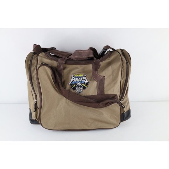 Vintage Y2K 2010 Wrangler National Rodeo Finals Justin Boots Duffel Bag Brown
